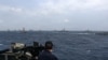A photo released by the US Navy on July 15 shows American military vessels in the Middle East. 