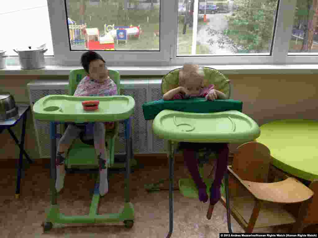 Children in a specialized orphanage for young children with disabilities in central Russia.
