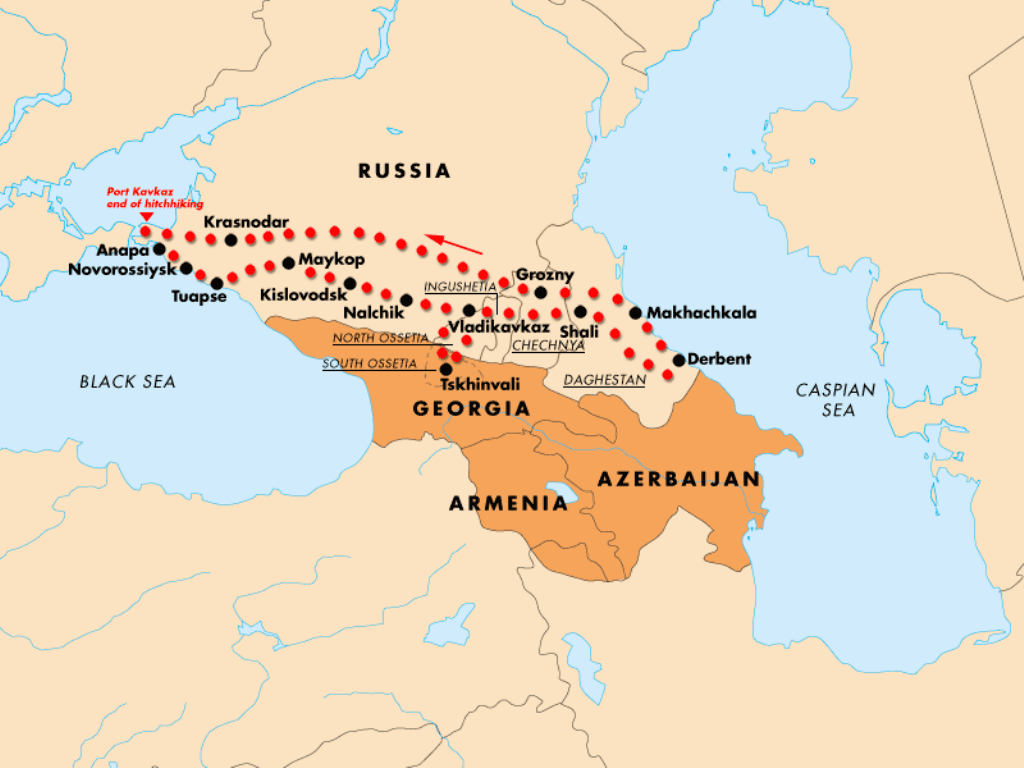 Трасата помината во јули и август 2009-та - It took the Czech journalist three weeks and 105 cars to complete his 5,000-kilometer journey.