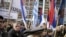 Kosovar Serbs demonstrating in Mitrovica