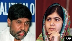 This combo of two file photos shows Kailash Satyarthi (L), Indian anti-child labour activist and head of the South Asian Coalition Against Child Servitude, and Pakistani education activist Malala Yousafzai, undated.