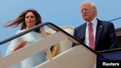Presidenti Donald Trump dhe zonja e Parë, Melania Trump. 