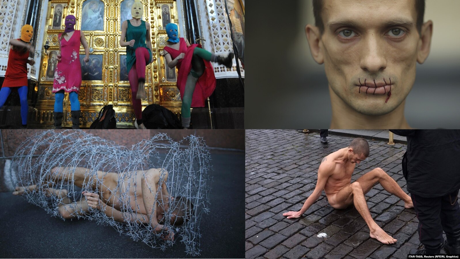 Pussy Riot's Punk Prayer, Pyotr Pavlensky's "Stitch," "Carcass," and "Nail."