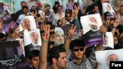 Hassan Rohani supporters in Ahvaz, Iran on June 3