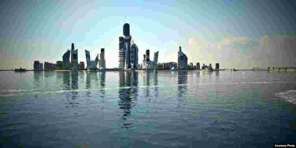 High-rise constructions will be erected on several isolated islands and some artificial ones with bridges connecting all the facilities in the Khazar Islands complex.
