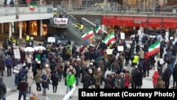 The Iranian community in Stockholm, Sweden and their Swedish supporters gathered to show their solidarity with demnstrators in Iran. January 2018.