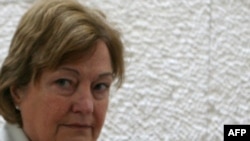 Irish Nobel laureate Mairead Maguire in the Jerusalem courtroom