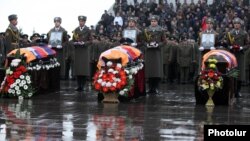 Armenia - The state funeral of the three crew members of an Armenian military helicopter shot down near Nagorno-Karabakh, Yerevan, 25Nov2014.