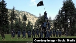 A purported IS training camp in an unknown location in the Afghanistan-Pakistan borderlands.