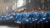 Serbian Army Guard elite units march during an inauguration ceremony in Belgrade in November 2006.