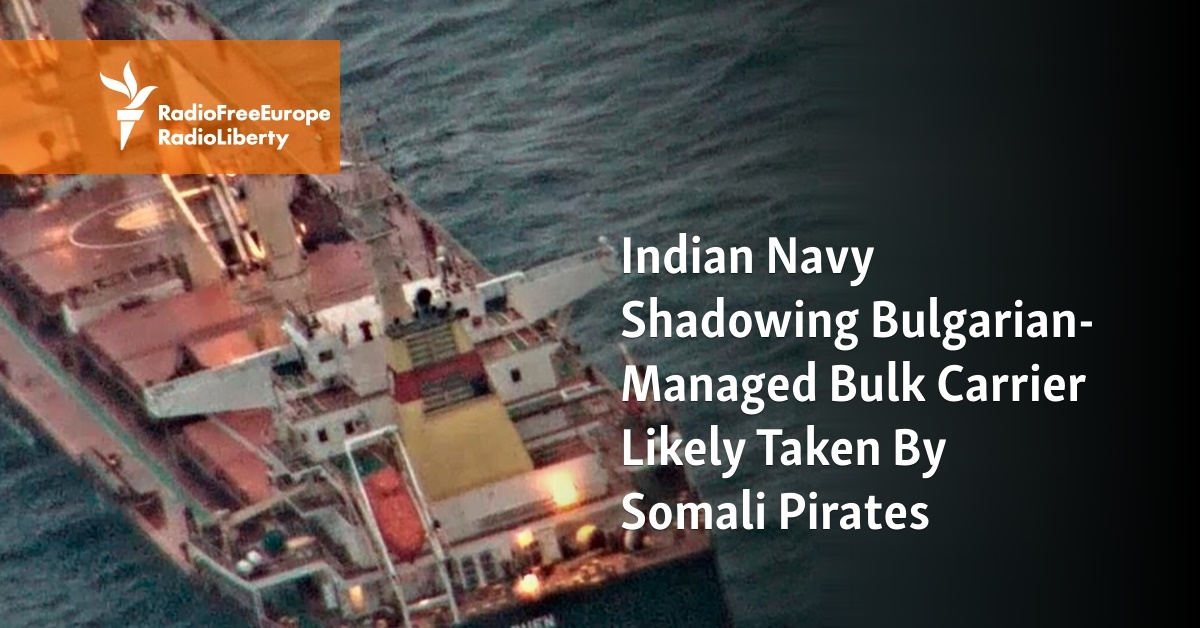 The Indian Navy is shadowing a bulk carrier likely taken by Somali pirates  in the Arabian Sea, International