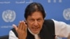 Pakistani Prime Minister Imran Khan speaks during a press conference at the United Nations Headquarters in New York on September 24.
