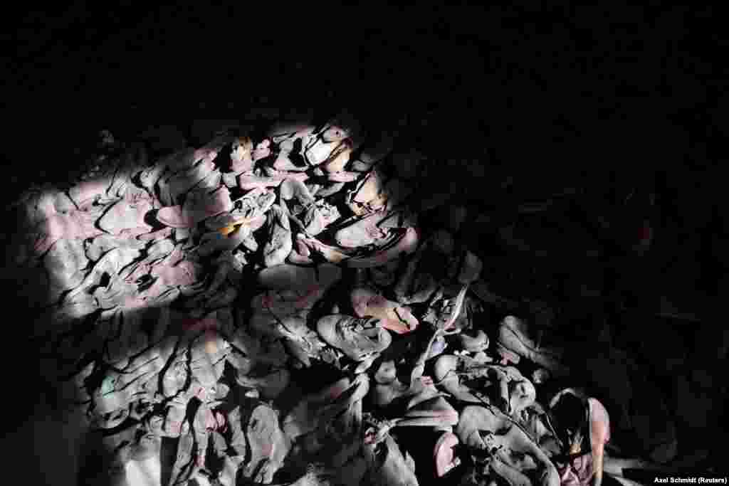 Shoes of prisoners are seen in the former Nazi German Auschwitz concentration camp complex in Oswiecim, Poland, January 15, 2020.