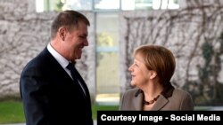 Cancelarul german Angela Merkel și președintele României, Klaus Iohannis