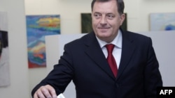 Republika Srpska President Milorad Dodik casts his vote in elections for local authorities in Banja Luka in October.