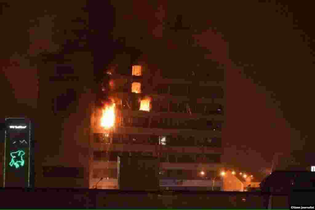 Grozny - A building which several gunmen had occupied in central Grozny was destroyed by fire, 04Dec2014