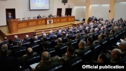 Armenia - President Serzh Sarkisian addresses the top army brass, Yerevan, 21Mar2016.