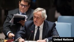 Nicholas Haysom, the top UN envoy in Afghanistan, speaks to the UN Security Council in March.