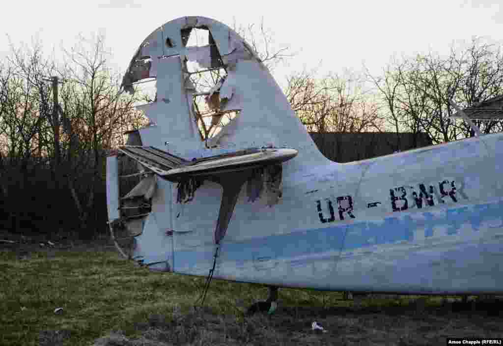 But most of the damage is due to the sun, rain, and snow over nearly three decades out in the open. Most of the canvas control surfaces of the Antonovs (pictured) have been shredded by the elements.