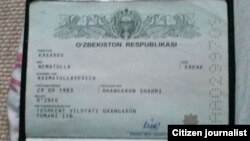 Uzbekistan / Russia - Kakharov Nematulla lost his passport in Moscow, Moscow, 18.06.2015.
