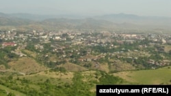 Nagorno-Karabakh - A panoramic view of Stepanakert, 8Jul2011.