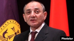 Nagorno-Karabakh - Bako Sahakian, the Karabakh president, gives a speech in Stepanakert.