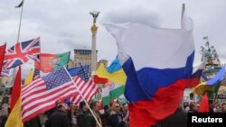 La o manifestaţie anti-războinică de la Kiev, 16 martie 2014