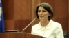 Newly elected President Atifete Jahjaga addresses parliament in Pristina on April 7.