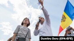 Maia Sandu și Andrei Năstase la un protest PAS/PPDA, imagine de arhivă.