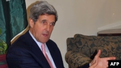 Pakistan -- US senator John Kerry speaks to media representatives during a news conference in Lahore, 15Feb2011