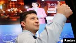 Володимир Зеленський у своєму штабі під час першого туру виборів 31 березня