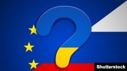 Украина Россия Европа биримдигин туусу. саясый плакат (shutterstock.com)