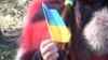 Дівчинка з українською символікою на акції з нагоди 201-ї річниці від Дня народження Тараса Шевченка. Сімферополь, 9 березня 2015 року