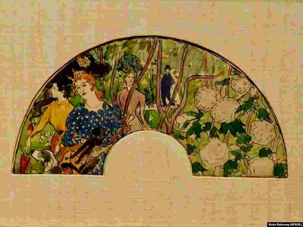 Pierre Bonnard, Femei și flori (evantai), ca 1891.