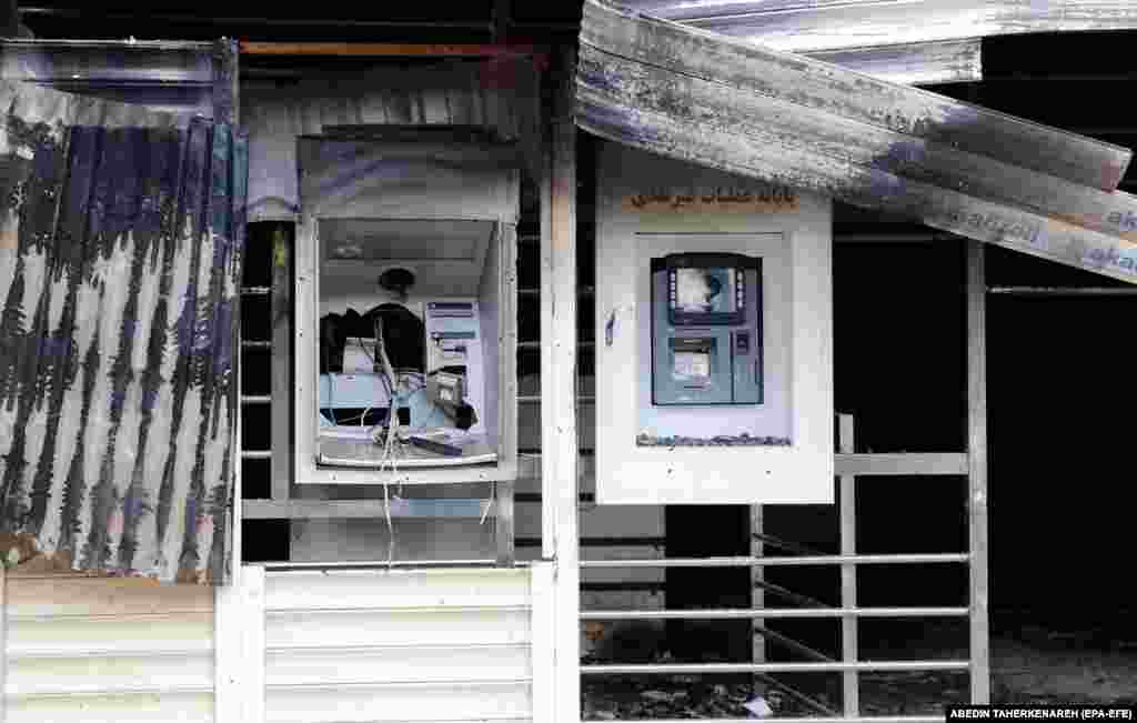 A destroyed ATM in Shahriar.&nbsp; &nbsp;