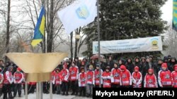 Олимпийский огонь зажгли в Бахмуте, 9 февраля 2018 года