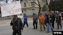 Протест на стечајци во Куманово во 2010 година.