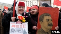 Russian communists celebrating the 90th anniversary of the Soviet Army in February