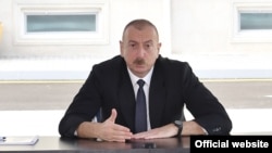 Azerbaijan -- President Ilham Aliyev speaks in Ganja, June 25, 2020.