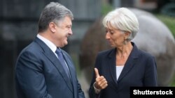 Petro Poroșenko și șefa FMI Christine Lagarde în Kiev, 06 septembrie 2015