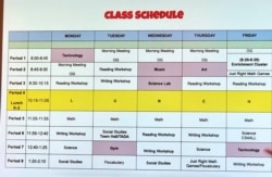 Расписание занятий первого класса