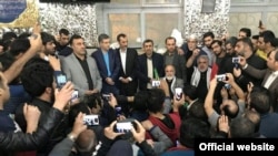 Former President Mahmoud Ahmadinejad among his supporters, protesting indictments against his close aides, 2017.