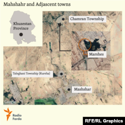 Locator map Mahshahr and adjacent towns in Khuzestan province