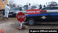 Ukraine, Crimea - a sign of "stop" sign "quarantine ASF", 4Feb2016