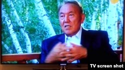 Kazakh President Nursultan Nazarbaev speaks to Khabar television.