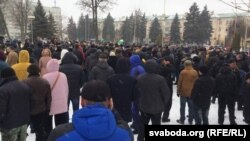 Падчас мінулай акцыі супраць дэкрэту «аб дармаедах» у Баранавічах, 26 лютага 2017 году