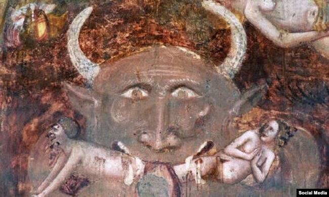 Деталь зображення Страшного суду. Джакопо да Болонья, 1350 рік