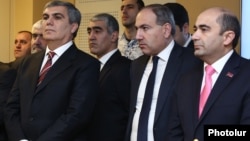 Слева направо: лидеры блока «Елк» Арам Саргсян, Никол Пашинян и Эдмон Марукян