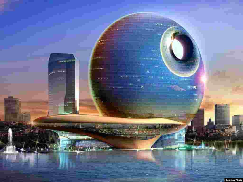 Azerbaijan - Architect's illustration of a proposed business/entertainment center in downtown Baku. 18Mar2008