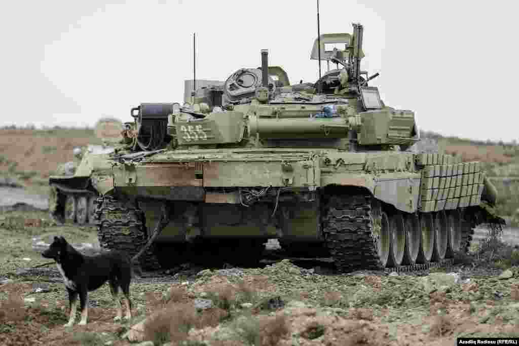 An abandoned tank in Azerbaijan's Fuzuli district 